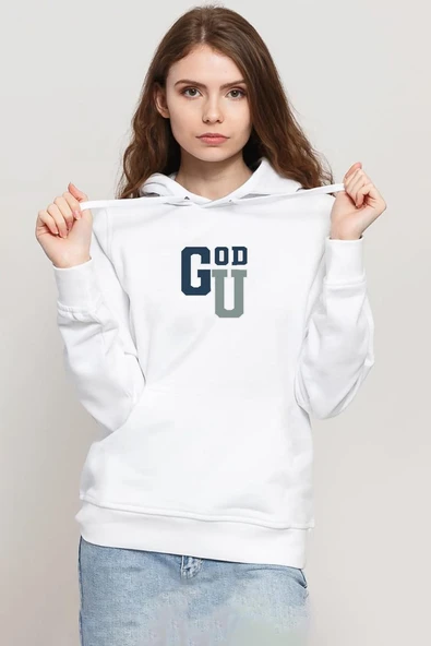 Gen V Godolkin University Abbreviation Beyaz Kadın 3ip Kapşonlu Sweatshirt ürün görseli 1