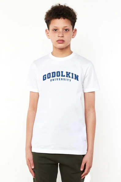 Gen V Godolkin University Letter Beyaz Çocuk Bisikletyaka Tshirt ürün görseli 1
