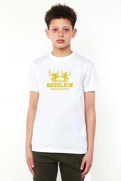 Gen V Godolkin University Logo Beyaz Çocuk Bisikletyaka Tshirt ürün görseli 1