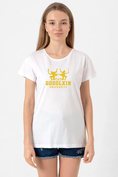 Gen V Godolkin University Logo Beyaz Kadın Bisikletyaka Tshirt ürün görseli 1
