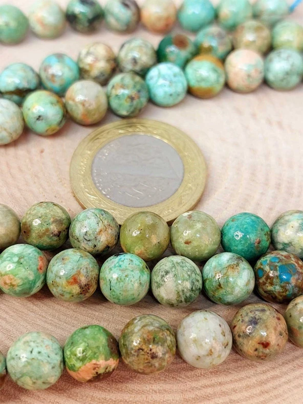 Turkuaz Taşı YARIM Dizi 10mm (Peru) (18cm uzunluğundadır) ürün görseli 1