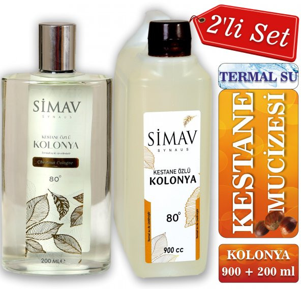 SİMAV Kestane Özlü ve Termal Sulu Kolonya 2li Set 900ml + Cam 200ml ürün görseli 1