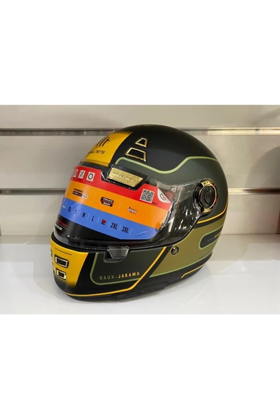 Kask Mt Jarama Baux B6 Mat Yeşil/sarı/siyah Cafe Racer ürün görseli 1