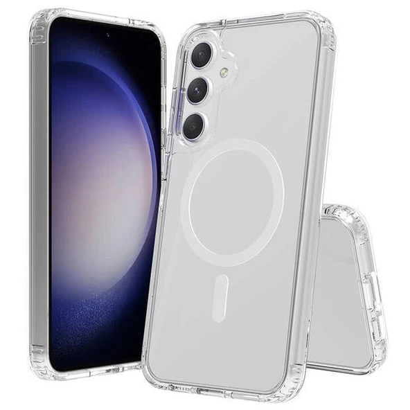 Gpack Samsung Galaxy S23 FE Kılıf Wireless Mıknatıslı Tacsafe Şeffaf Sert Silikon ürün görseli 1