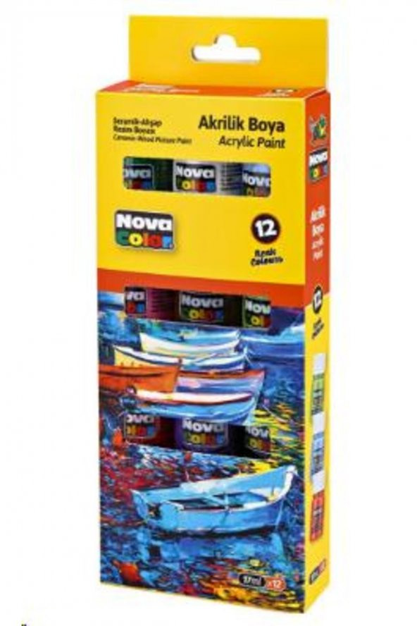 Nova Color Akrilik Boya Şişe 17 ml 12 Li NC-2008 ürün görseli 1