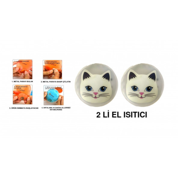KEDİLİ CEP SOBASI,EL ISITICI,2 ADET SICAK SU TORBASI PVC  9cm ürün görseli 1