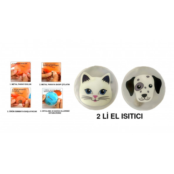 KEDİ VE KÖPEKLİ CEP SOBASI,EL ISITICI,2 ADET SICAK SU TORBASI PVC  9cm ürün görseli 1