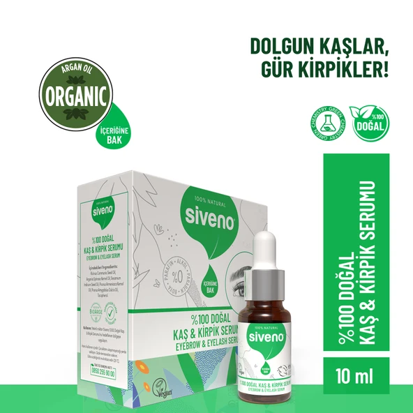 Siveno %100 Doğal Kaş Ve Kirpik Serumu Bitkisel Yoğunlaştırıcı Canlandırıcı Yoğun Bakım Yağı Vegan 10 ml ürün görseli 1