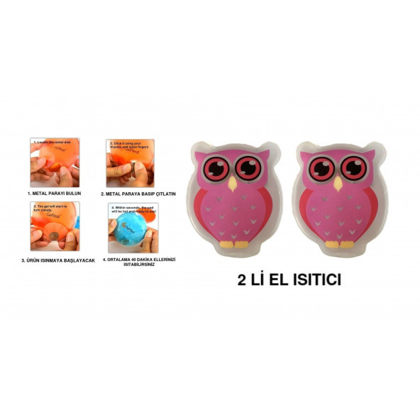 PEMBE BAYKUŞ CEP SOBASI,EL ISITICI,2 ADET SICAK SU TORBASI PVC  9cm ürün görseli 1