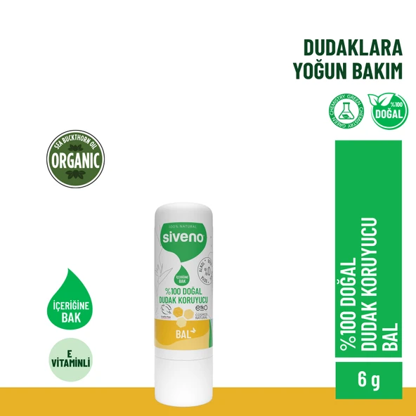 Siveno %100 Doğal Dudak Koruyucu Bal Bitkisel Lipbalm Dudak Kremi Nemlendirici Parlatıcı Onarıcı 6 G ürün görseli 1