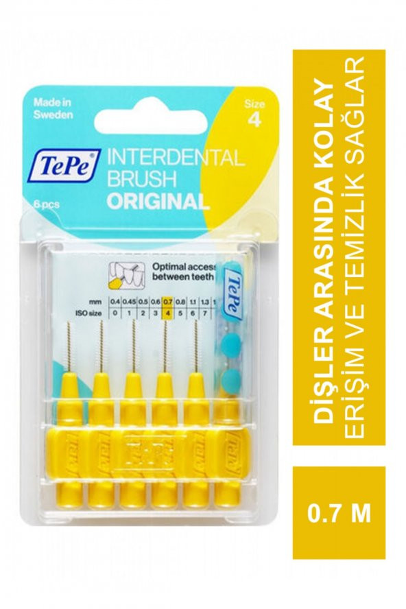 Interdental Brush Blister Diş Arası Fırçası Sarı 0.7 mm 6 Lı ürün görseli 1