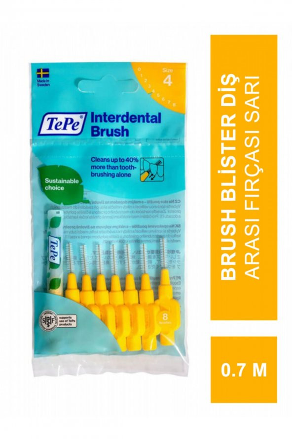 Interdental Brush Blister Diş Arası Fırçası Sarı 0.7 Mm 8li ürün görseli 1