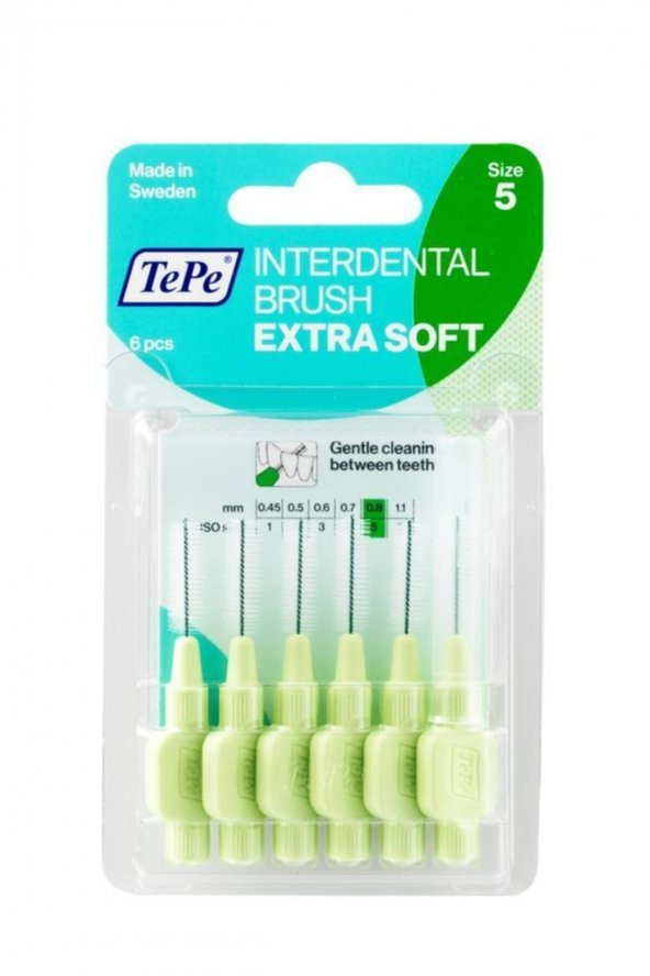 Arayüz Fırçası Blıster 6 Lı Ekstra Soft Yumuşak Yeşil 0,8 Mm ürün görseli 1