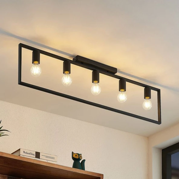 Rsylight Retro Metal Tavan Plofyoner 5 Li Rustik Dekoratif Vintaje Avize 100 cm ürün görseli 1
