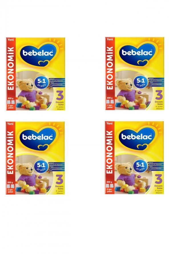 Bebelac 3 Numara Devam Sütü 800 Gr X 4 Adet ürün görseli 1