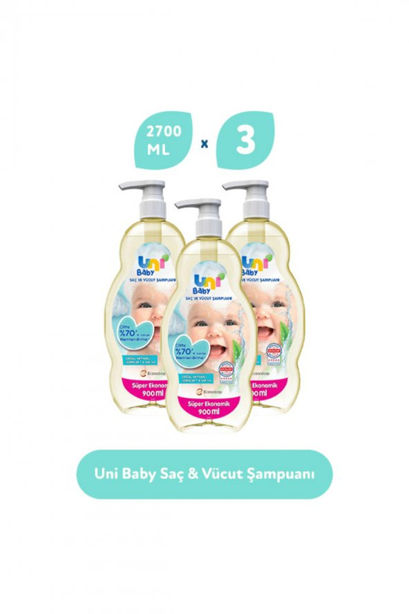 Uni Baby Saç Ve Vücut Şampuan 900 ml 3lü ürün görseli 1