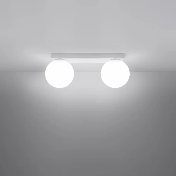 Rsylight Metal Modern Beyaz Opal Camlı Tavan Plofyoner 2 Li Tavan Avize ürün görseli 1