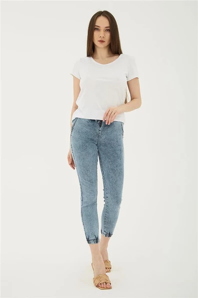 FASHION FRIENDS KADIN BELİ VE PAÇASI LASTİKLİ PANTOLON 23Y-PNT0789K1 ürün görseli 1