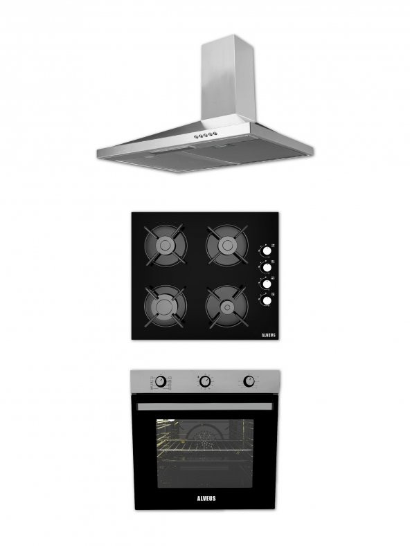 ALVEUS 615 INOX-SİYAH 3'LÜ ANKASTRE SET ürün görseli 1