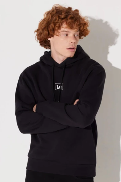 Lee L212302001 Siyah Kapüşonlu Erkek Sweat - Resim 4