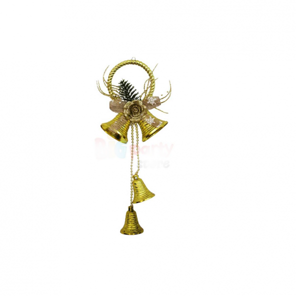 Yılbaşı Kapı Süsü Halkalı Çanlı 30 cm Gold ürün görseli 1