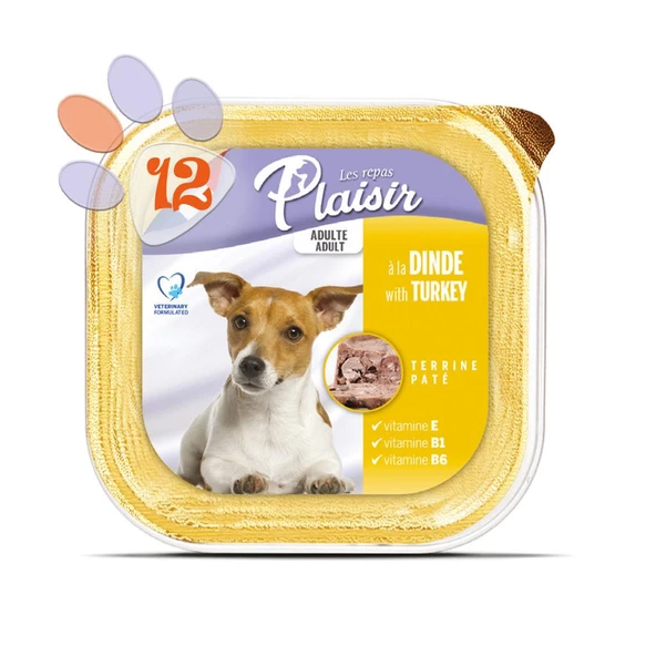 Plaisir Pate 150Gr Hindi Etli Yetişkin 12Adet Yaş Köpek Maması ürün görseli 1