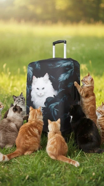 (My#85 Kedi Kara Tüy) VALİZ İÇİN KILIF ürün görseli 1