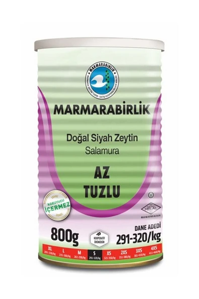 Marmarabirlik Az Tuzlu Siyah Zeytin 800 Gr S 291-320/kg ürün görseli 1