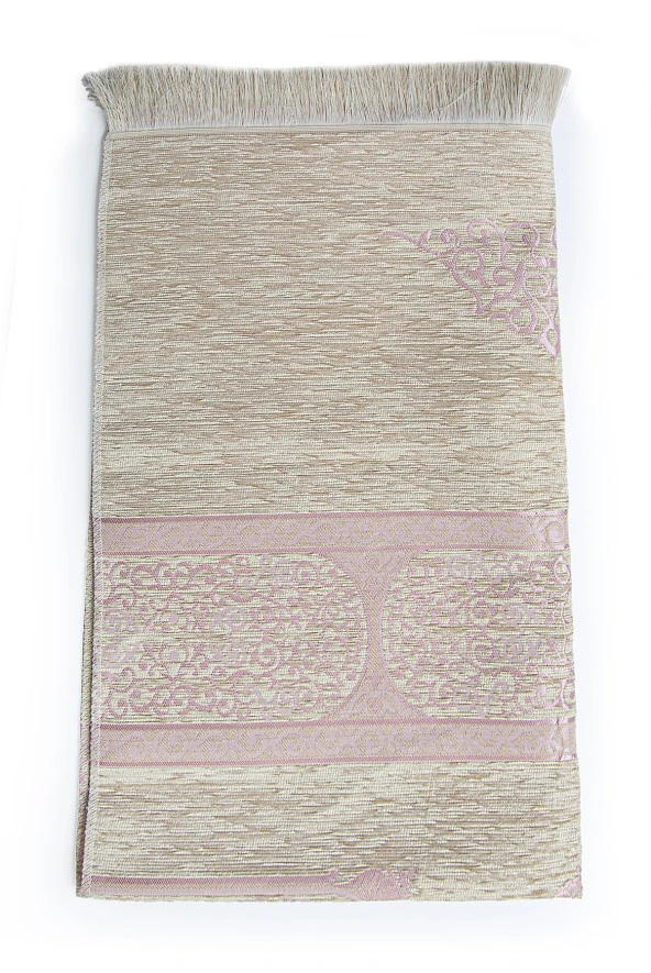 Kabe Desenli Krem Şönil Seccade - Pembe - Resim 3