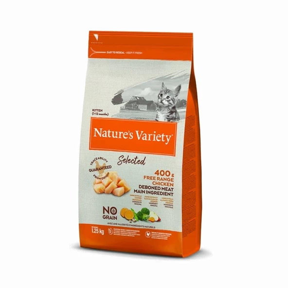 Nature's Variety Cat No Grain Kitten Free Range Chicken Tahılsız Tavuklu Yavru Kedi Maması 1,25kg ürün görseli 1