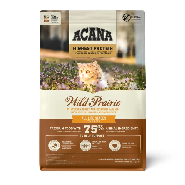 Acana Wild Prairie Tavuklu ve Göl Balıklı Tahılsız Kedi Maması 1.8 kg ürün görseli 1