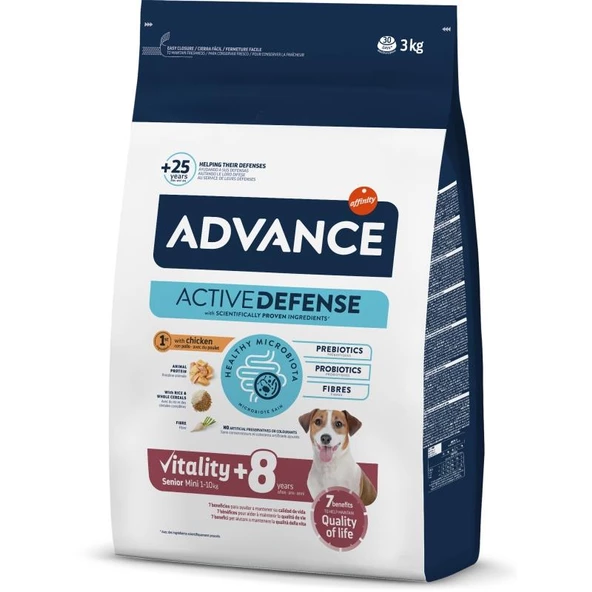 Advance Mini Senior Tavuklu ve Pirinçli Yaşlı Köpek Maması 3kg ürün görseli 1
