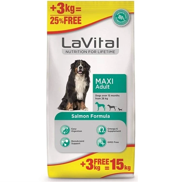 La Vital Somonlu Maxi Yetişkin Köpek Maması 12+3 Kg ürün görseli 1