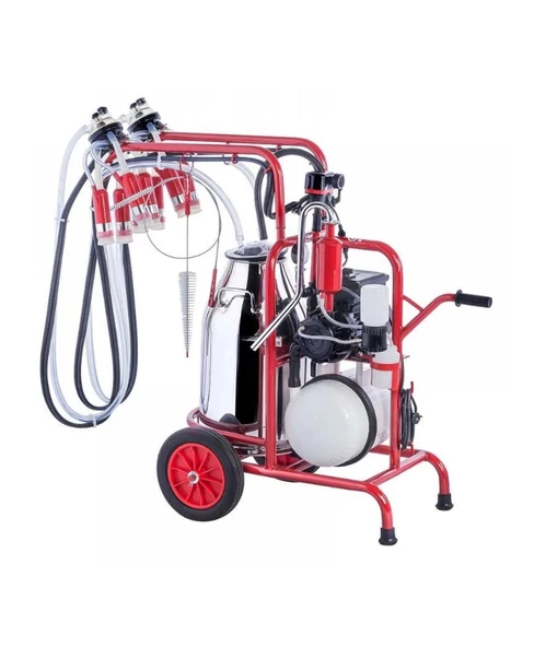 Kurtsan Çift Sağım Tek Güğüm Arabalı Süt Sağım Makinesi (Yağlı Sistem - Silikon Memelikli 300 cc) - KM04097 ürün görseli 1