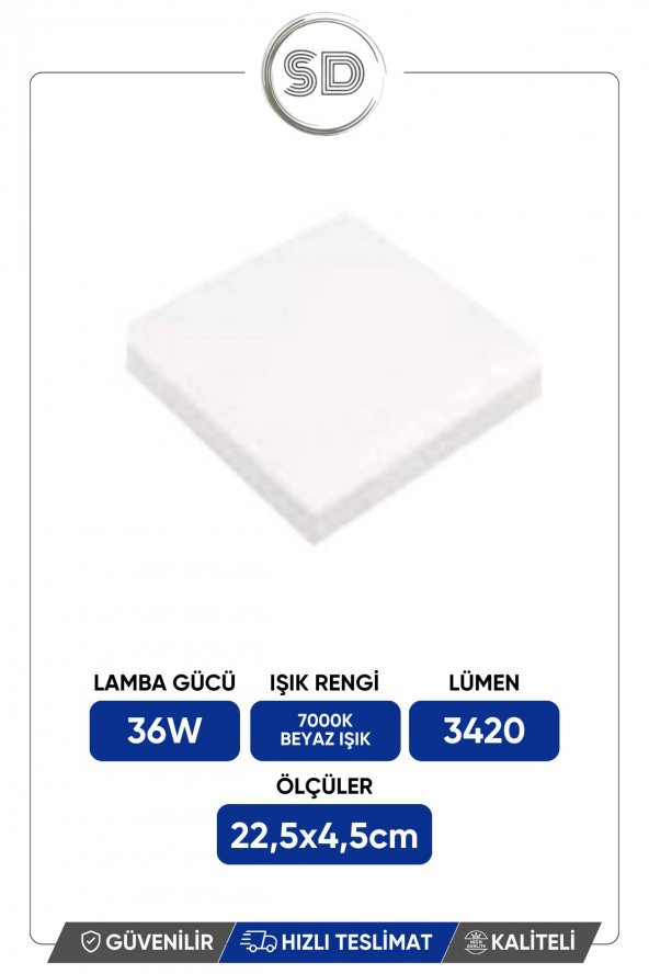 Carla / Sq-36 Sıva Üstü Led Kare Armatür 7000k Beyaz Kasa ürün görseli 1