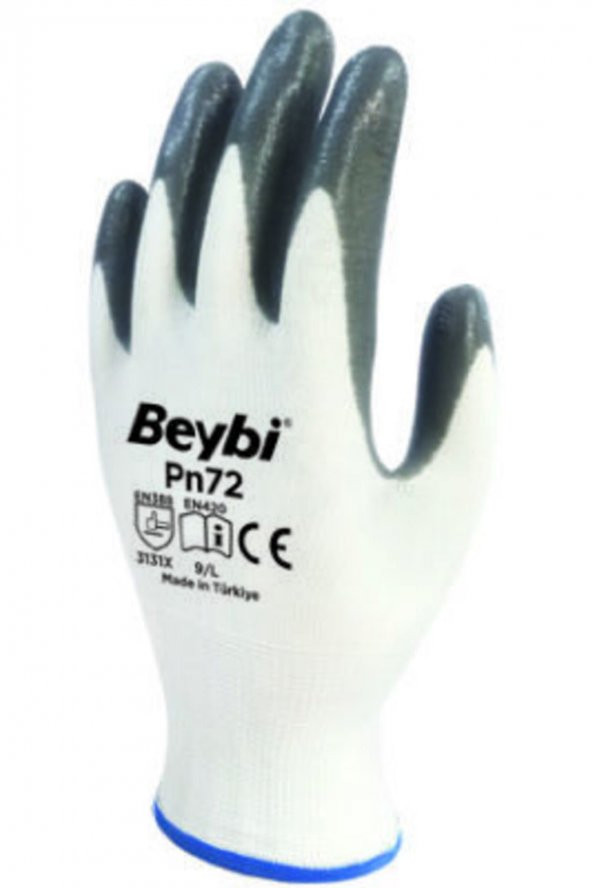 Nitril Poly Pn72 10 Beden Beyaz Gri Eldiven 12li Paket ürün görseli 1