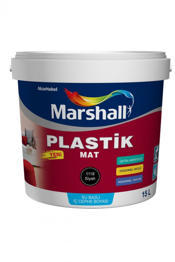 Plastik Mat Siyah Su Bazlı İç Duvar Boyası 2.5lt 4kg silinebilir mükemmel Matlık örtücülük ürün görseli 1