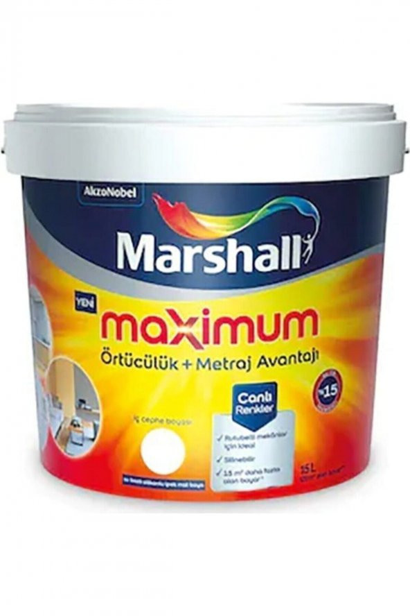 Maximum Su Bazlı Silinebilir Ipeksi Mat 2,5 Lt = 3,5 Kg Beyaz ürün görseli 1