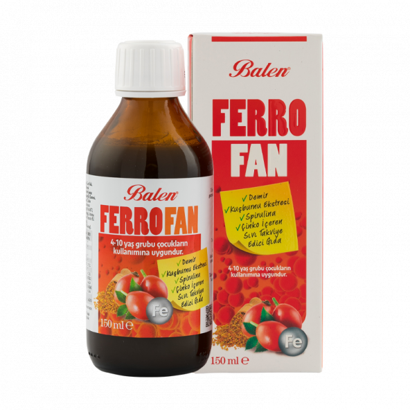 BALEN FERROFAN DEMİR, KUŞBURNU EKS., SPİRULİNA, ÇİNKO İÇEREN ŞURUP 150 ML ürün görseli 1