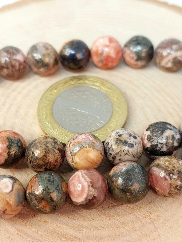 Rodokrozit Taşı Koyu Renk YARIM Dizi 10mm (18cm uzunluğundadır) ürün görseli 1
