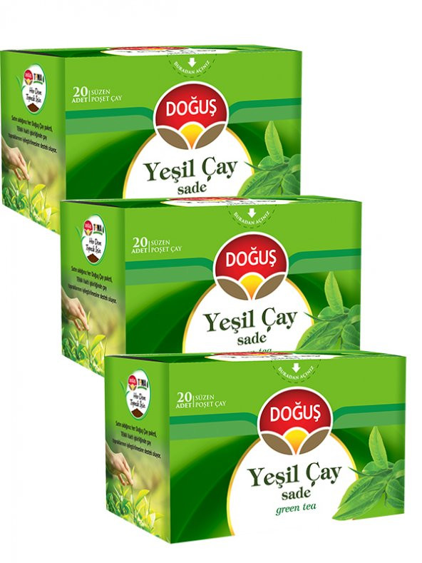 YEŞİL ÇAY SADE 20 SÜZEN POŞET (30 gr), 3 ADET ürün görseli 1