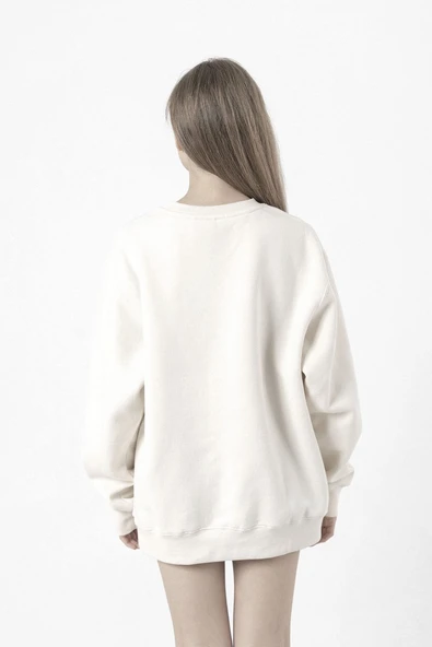 Goosebumps Lettern Beyaz Kadın 2ip Sweatshirt - Resim 5
