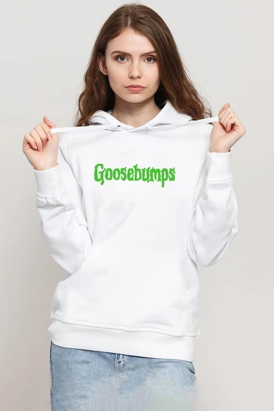 Goosebumps Lettern Beyaz Kadın 3ip Kapşonlu Sweatshirt ürün görseli 1