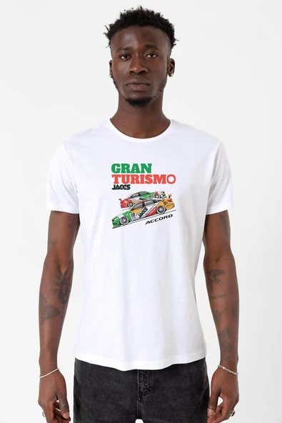 Gran Turismo Jaccs Accord Beyaz Erkek Bisikletyaka Tshirt ürün görseli 1