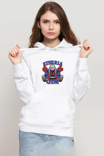 He Man Etheria Gym 1985 Beyaz Kadın 3ip Kapşonlu Sweatshirt ürün görseli 1