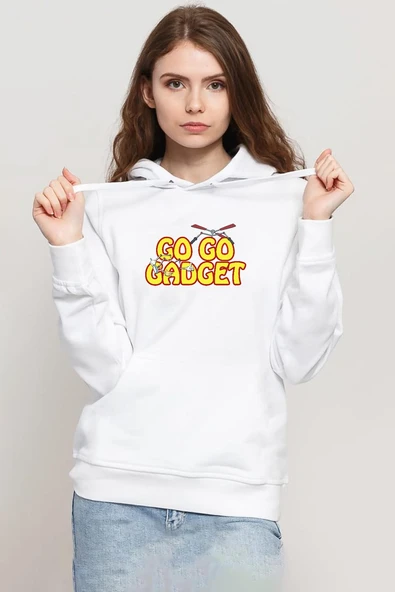 Inspector Gadget Go Go Gadget Beyaz Kadın 3ip Kapşonlu Sweatshirt ürün görseli 1