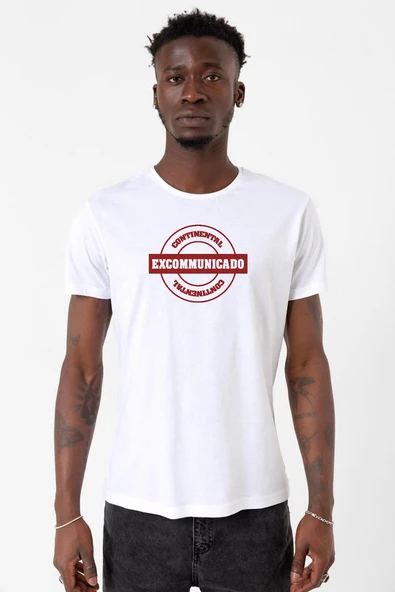 John Wick Continental Excommunicado Beyaz Erkek Bisikletyaka Tshirt ürün görseli 1