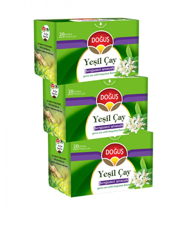 YEŞİL ÇAY BERGAMOT AROMALI 20 SÜZEN POŞET (30 gr), 3 ADET ürün görseli 1