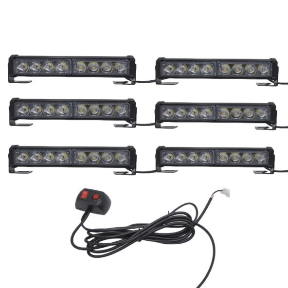 6lı 48 led çakar lamba mavi-beyaz-kırmızı 12-30V / LAPA545 ürün görseli 1