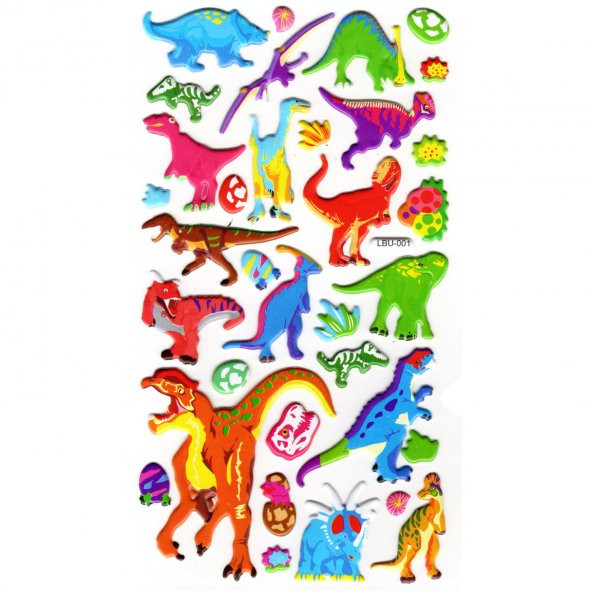 Sticker Kabartmalı Stiker Defter, Planlayıcı Etiket (lbu-001) - 17X9 cm - Dinozor ürün görseli 1